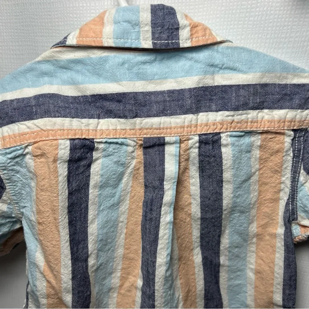 Tommy Bahama Boys Collared Button Down 100% Cotton Striped Shirt, Size Small 5/6